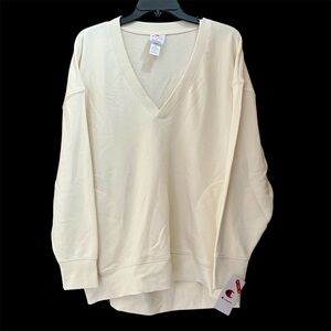 Oversized Champion Cream V-Neck Sweatshirt
